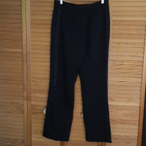 Roberto Cavalli Black Women Wool Blend Slit Hip Pockets Tuxedo Pants IT 48 US 12 - Picture 2 of 13